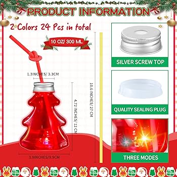 Amazon.com: Tioncy 10oz Christmas Lighted Cups with Lid and
